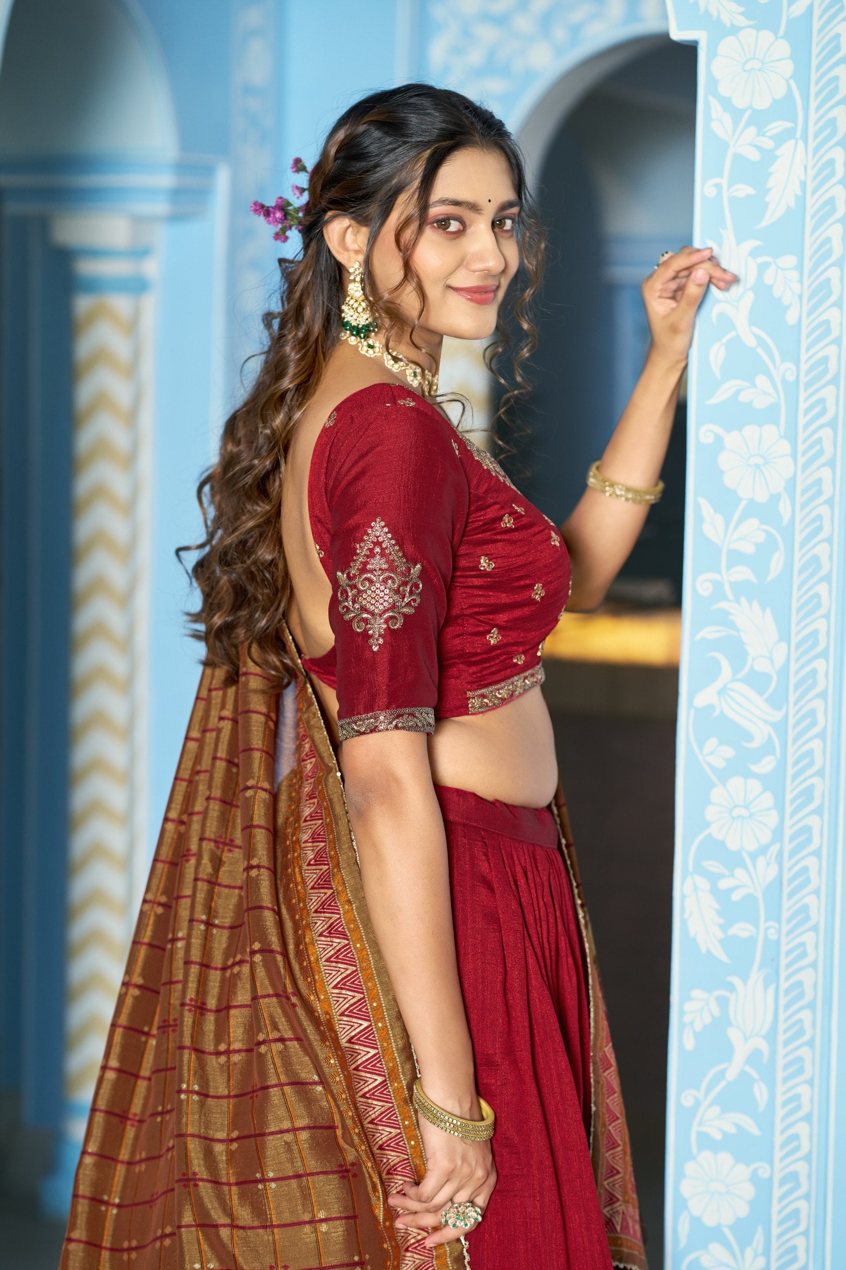 Aarna Vichitra Silk thread Sequins Embroidered Lehenga Choli Set
