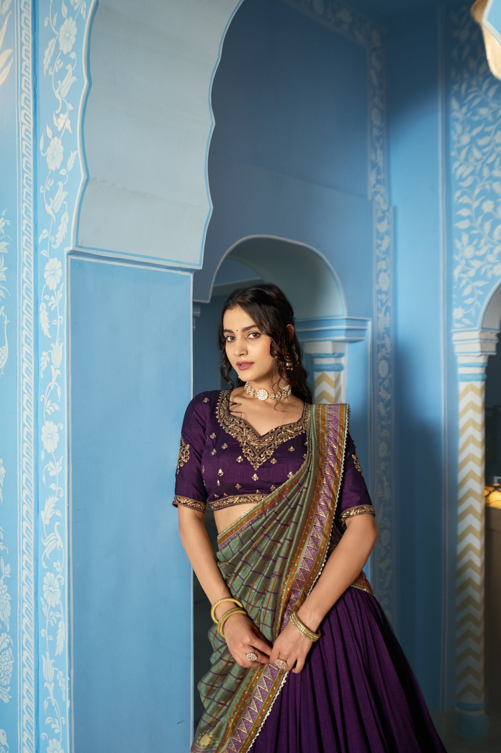 Aarna Vichitra Silk thread Sequins Embroidered Lehenga Choli Set