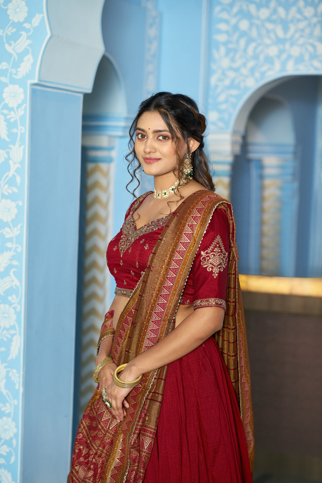 Aarna Vichitra Silk thread Sequins Embroidered Lehenga Choli Set