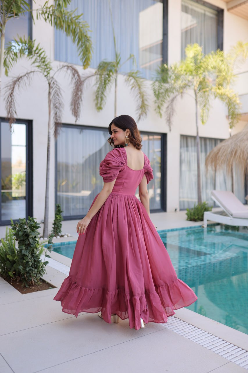 Anupama Mul Chanderi Beads Embroidered Gown Set