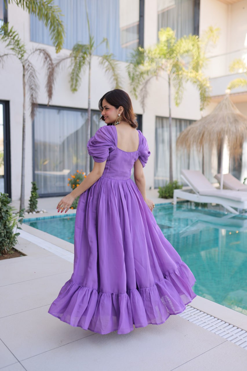 Anupama Mul Chanderi Beads Embroidered Gown Set
