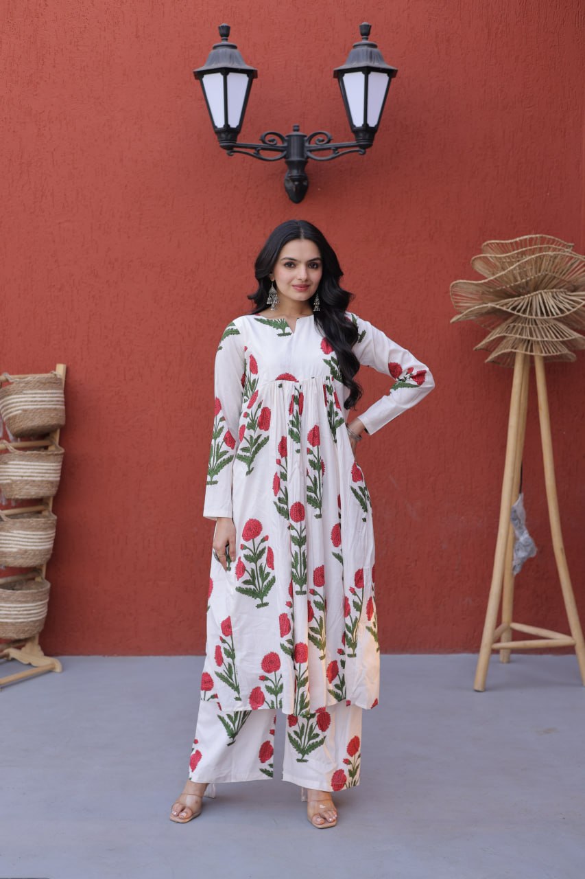 Summer Special Printed Cotton Kurti-Pant Pair