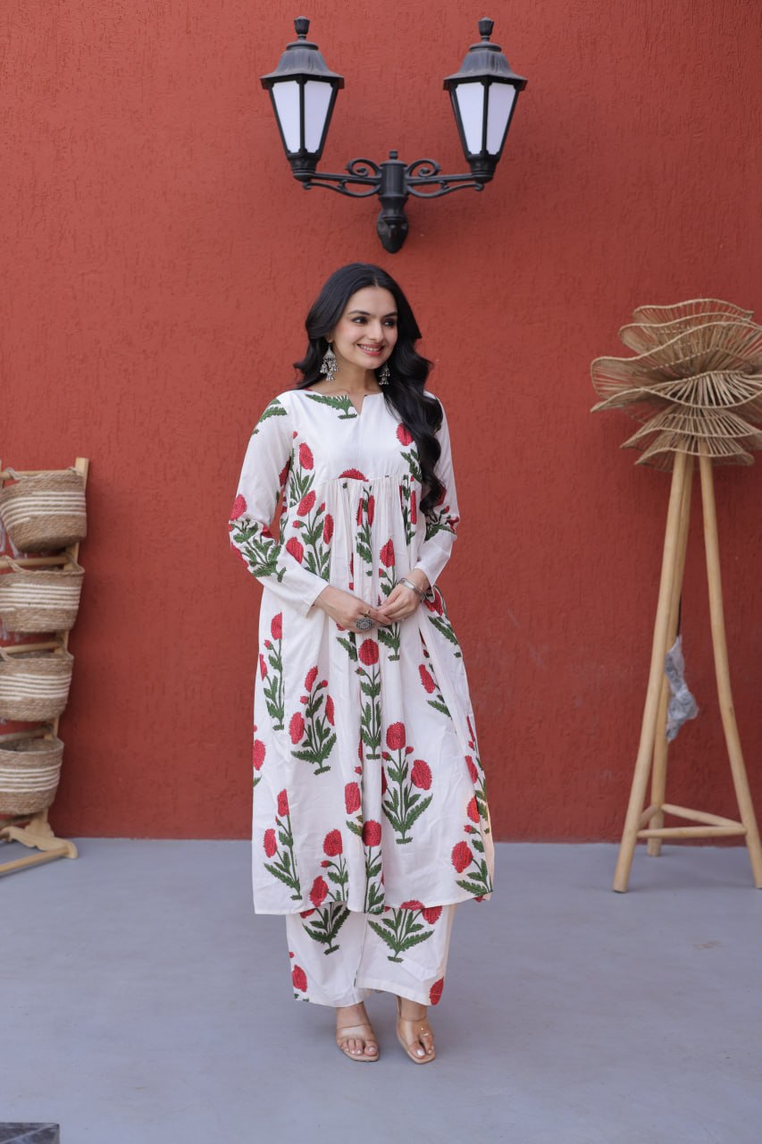 Summer Special Printed Cotton Kurti-Pant Pair