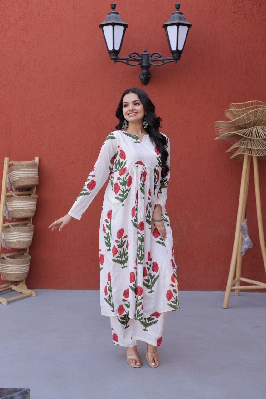 Summer Special Printed Cotton Kurti-Pant Pair