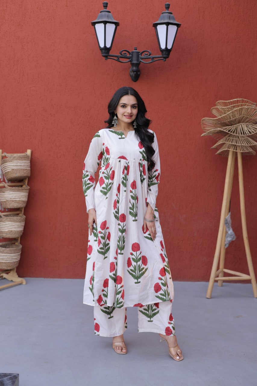 Summer Special Printed Cotton Kurti-Pant Pair