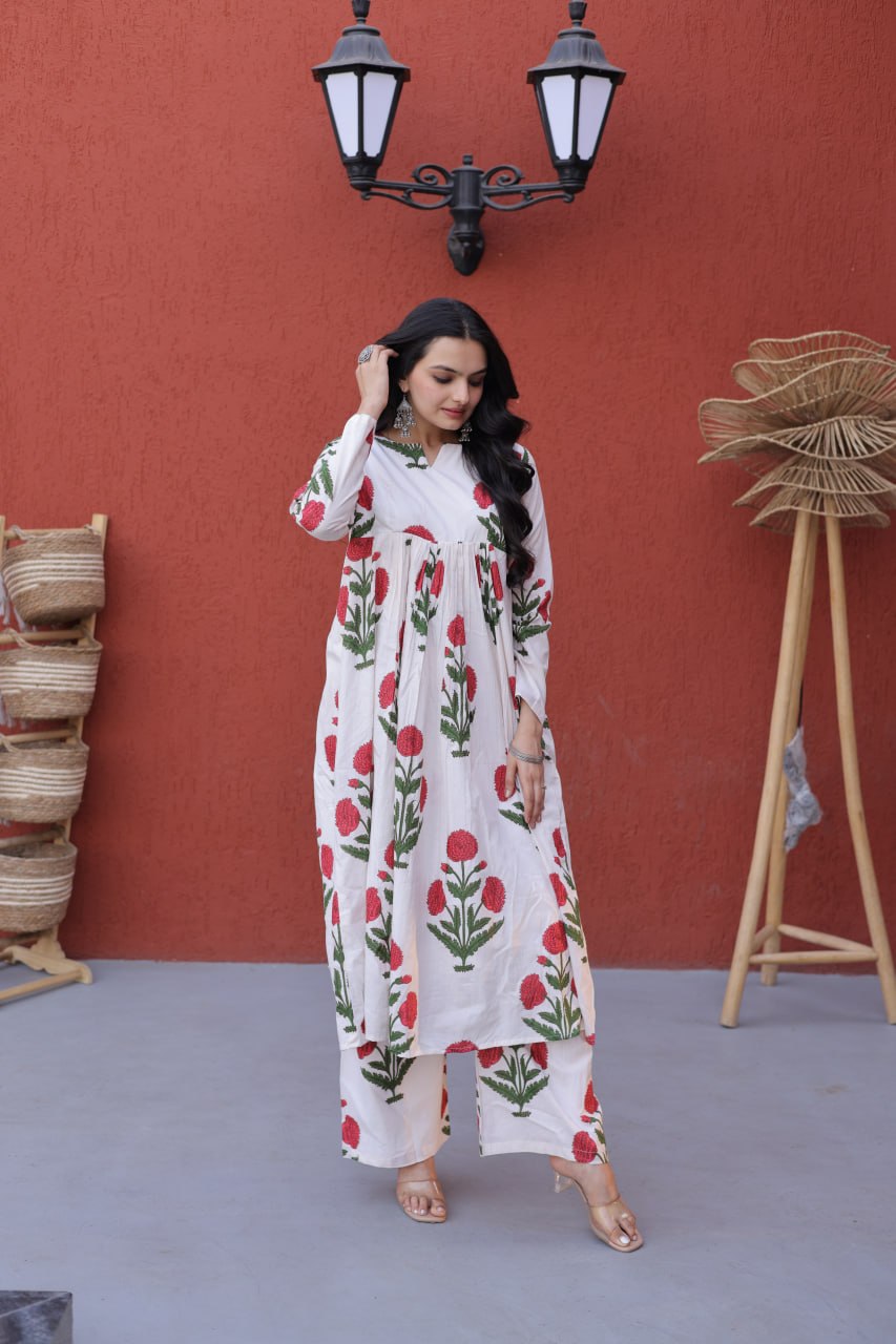 Summer Special Printed Cotton Kurti-Pant Pair