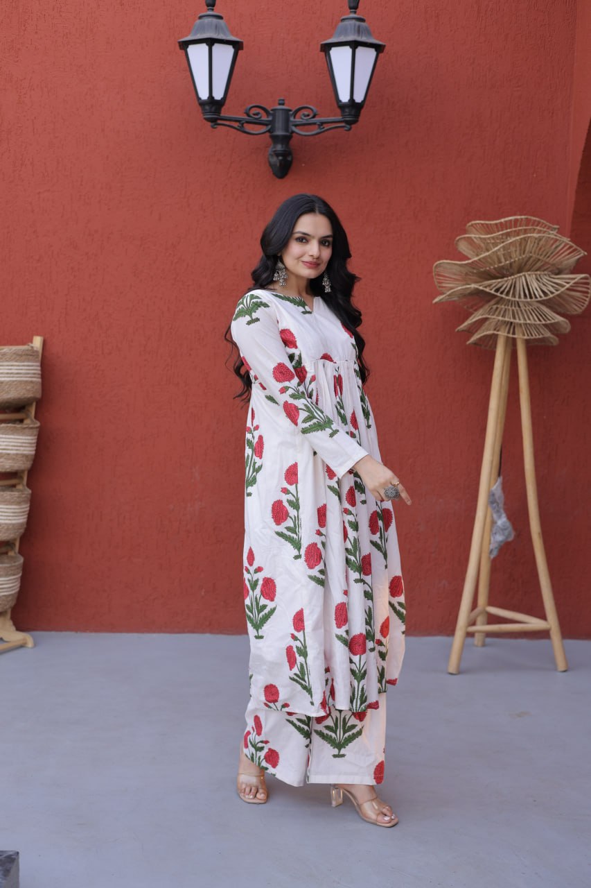 Summer Special Printed Cotton Kurti-Pant Pair