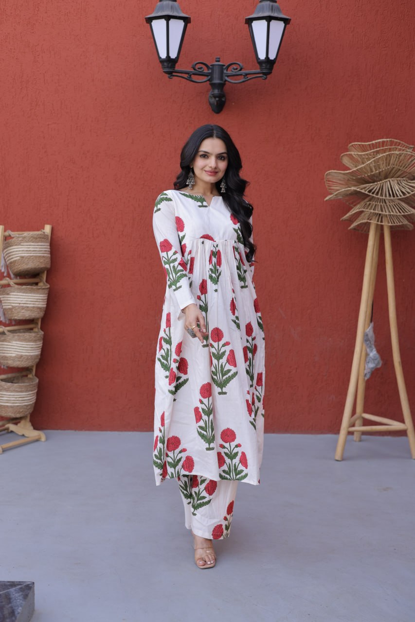 Summer Special Printed Cotton Kurti-Pant Pair