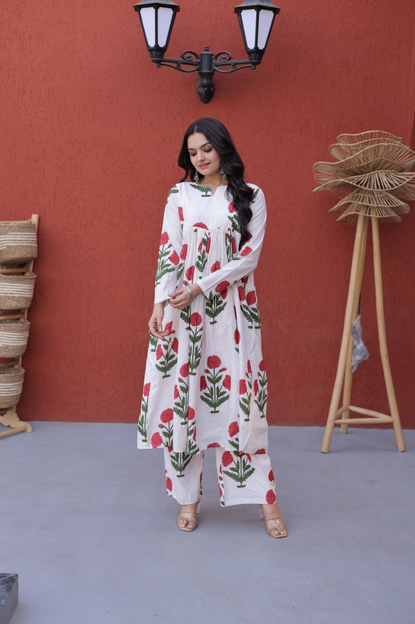 Summer Special Printed Cotton Kurti-Pant Pair