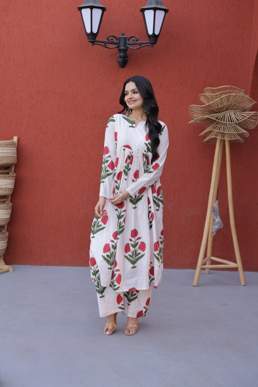 Summer Special Printed Cotton Kurti-Pant Pair