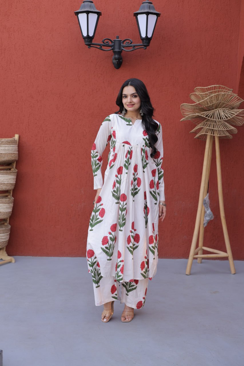 Summer Special Printed Cotton Kurti-Pant Pair