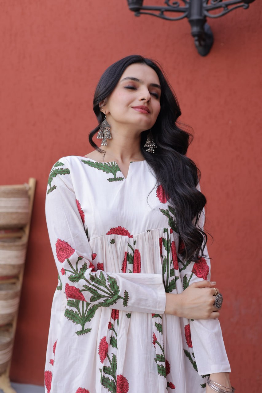 Summer Special Printed Cotton Kurti-Pant Pair