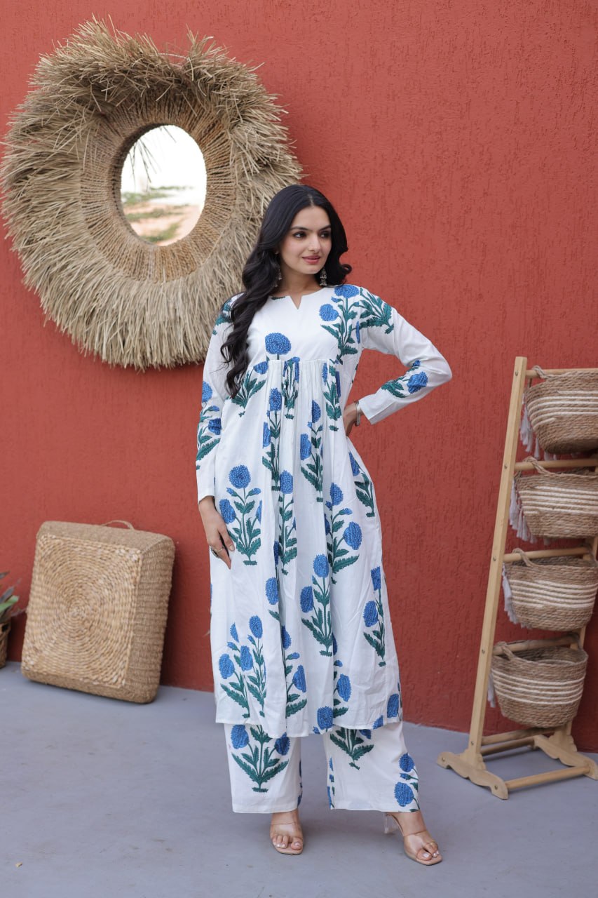 Summer Special Printed Cotton Kurti-Pant Pair