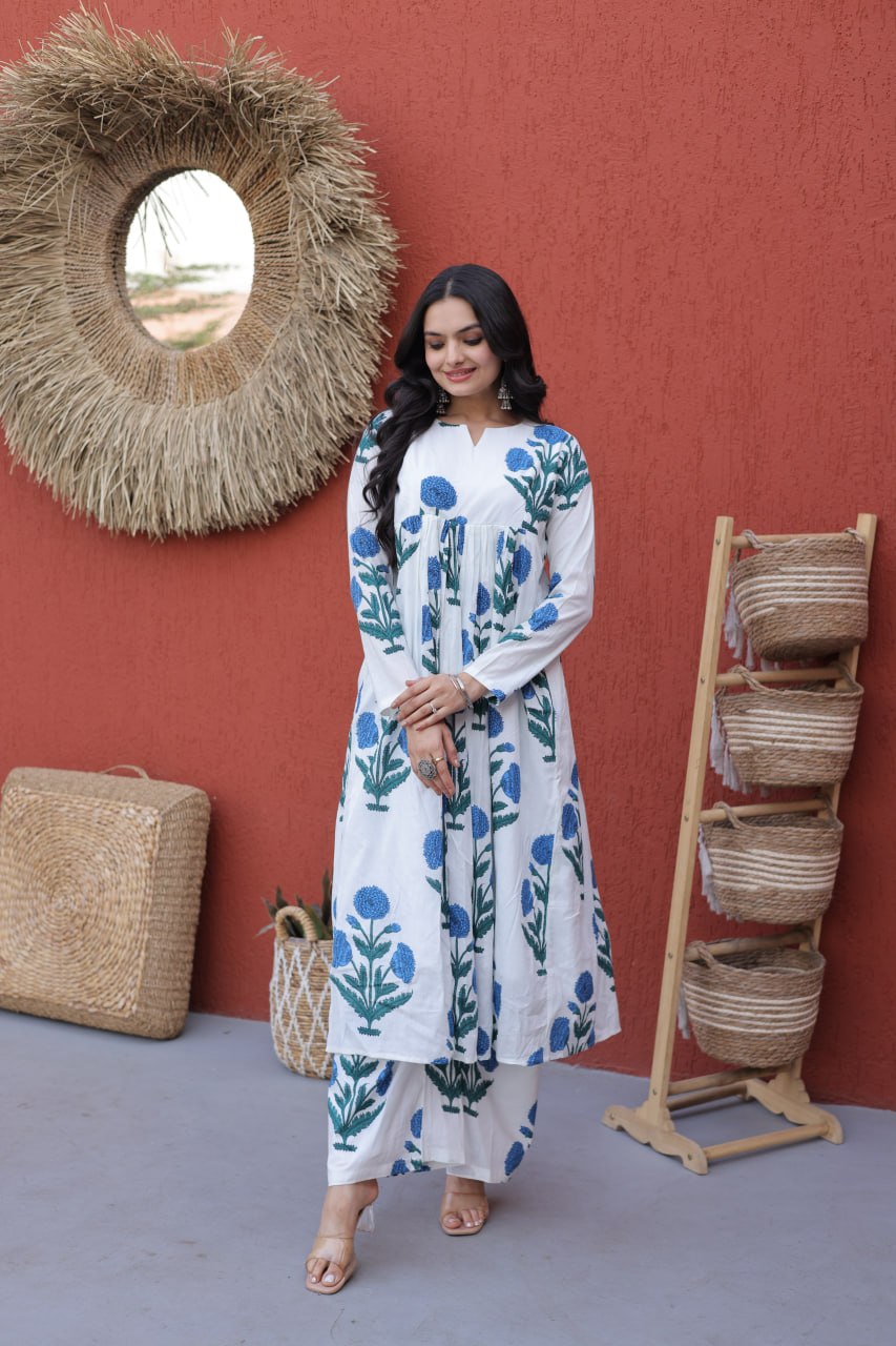Summer Special Printed Cotton Kurti-Pant Pair