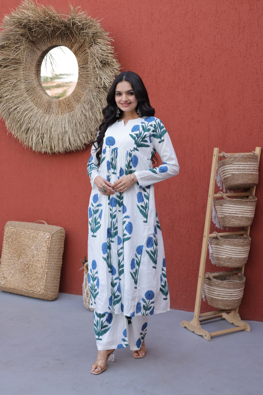 Summer Special Printed Cotton Kurti-Pant Pair