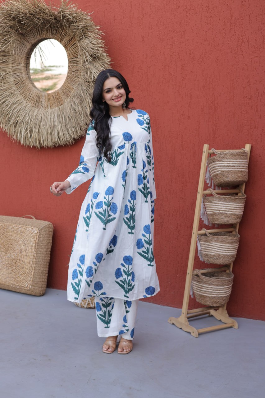 Summer Special Printed Cotton Kurti-Pant Pair