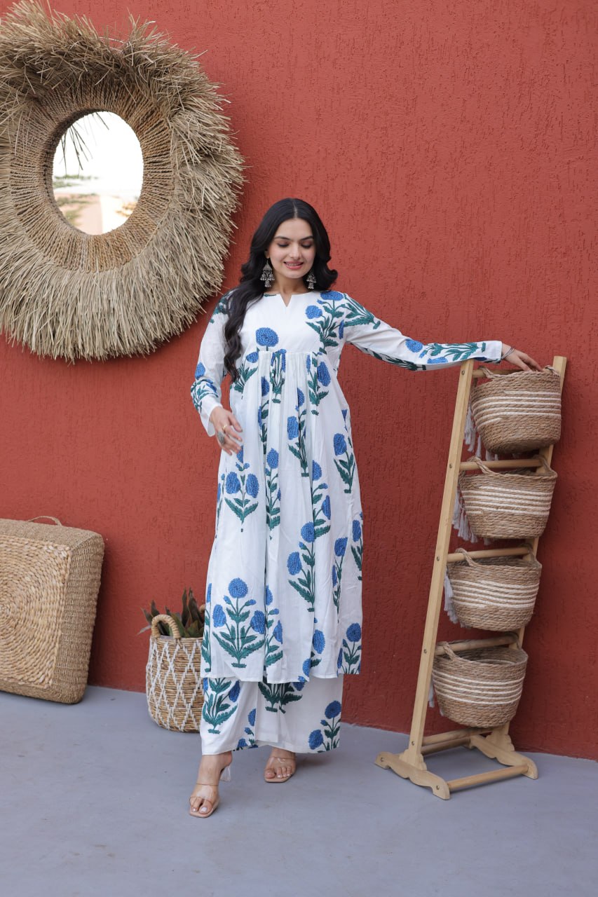 Summer Special Printed Cotton Kurti-Pant Pair