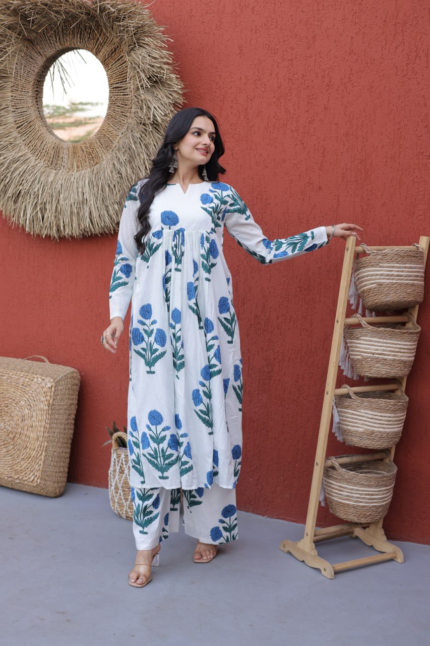 Summer Special Printed Cotton Kurti-Pant Pair