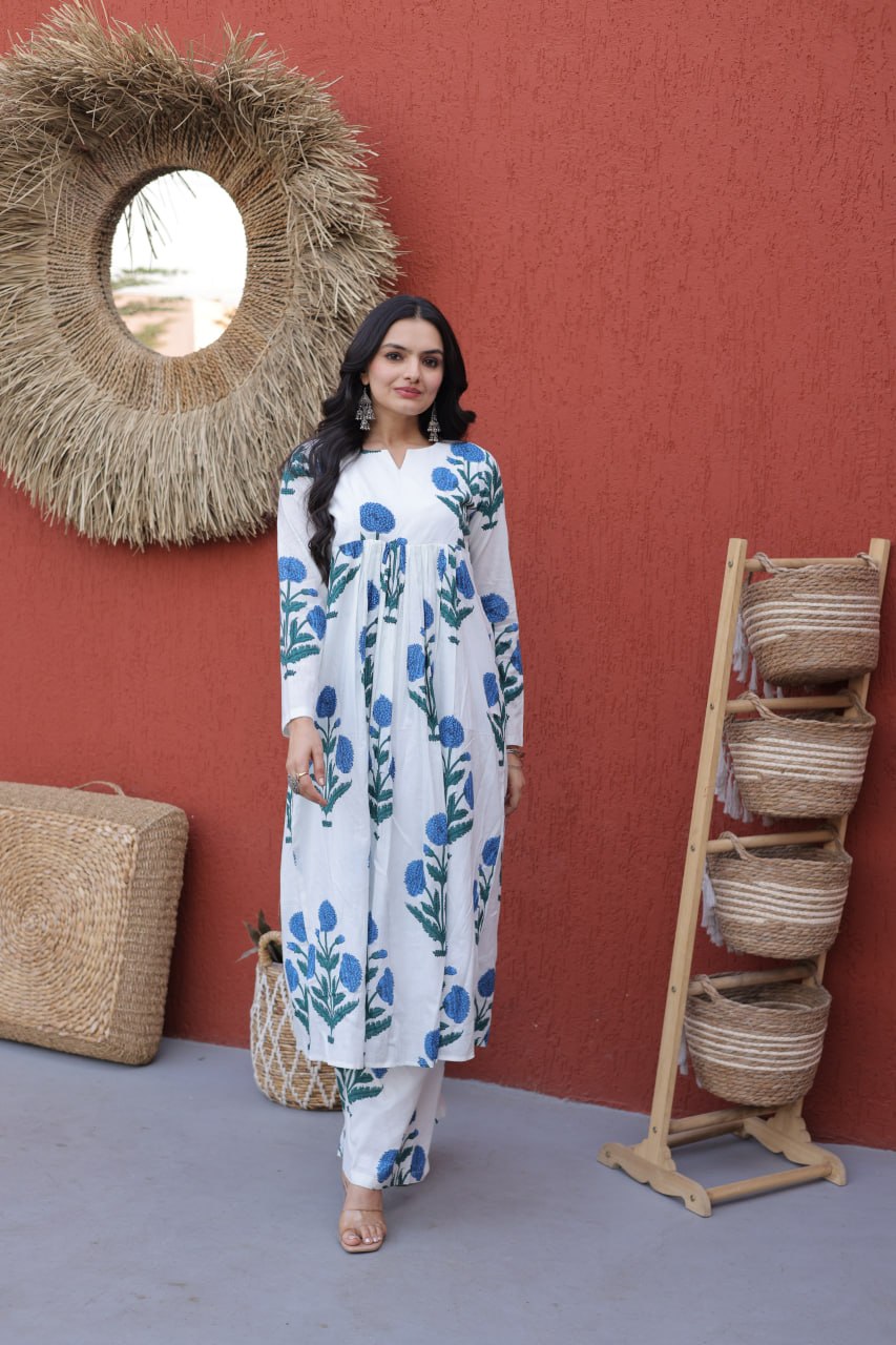 Summer Special Printed Cotton Kurti-Pant Pair