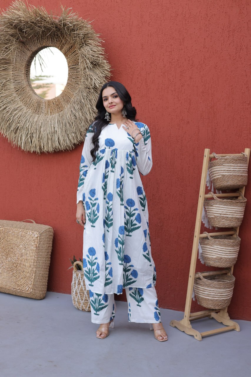 Summer Special Printed Cotton Kurti-Pant Pair