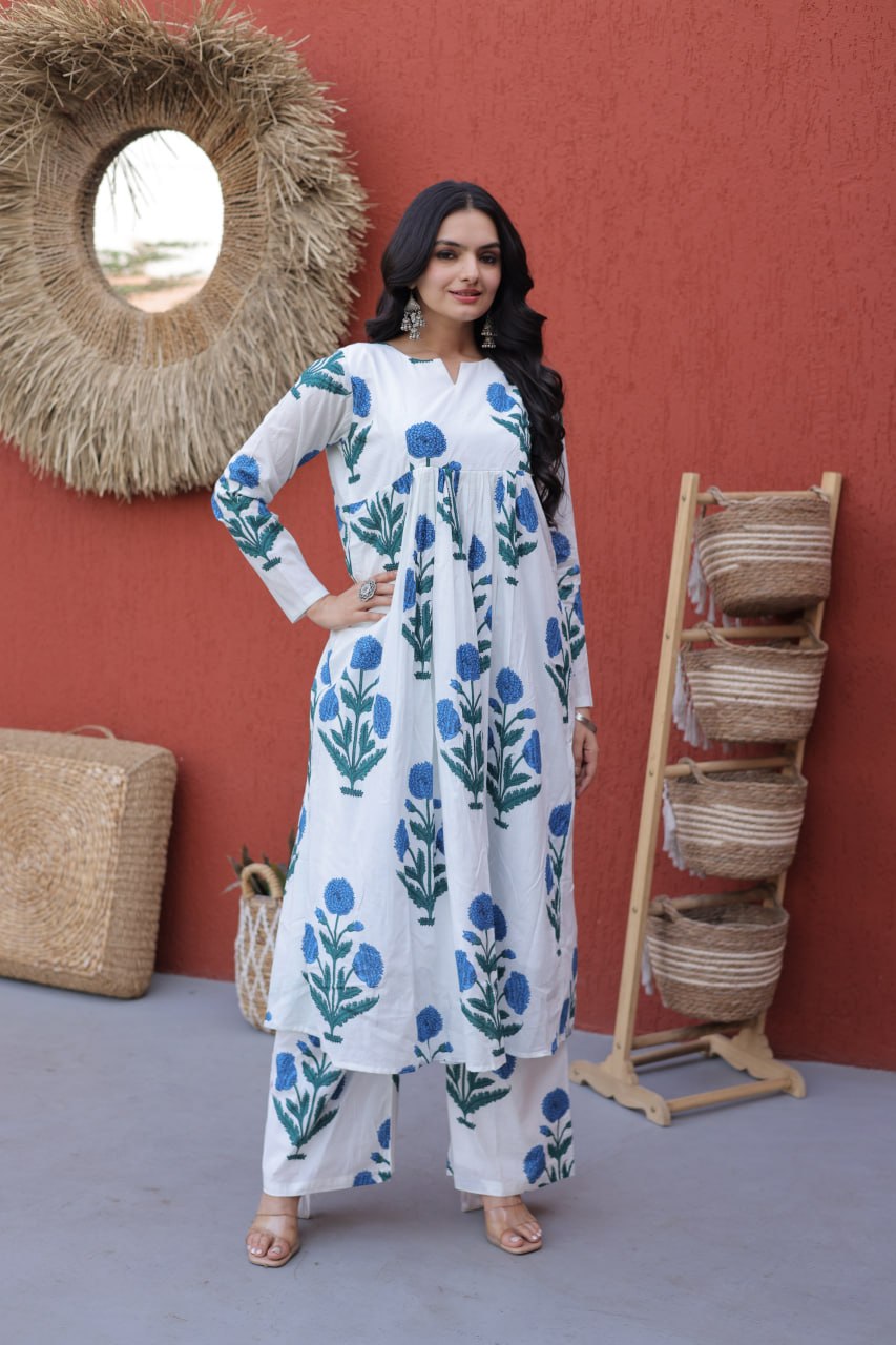 Summer Special Printed Cotton Kurti-Pant Pair