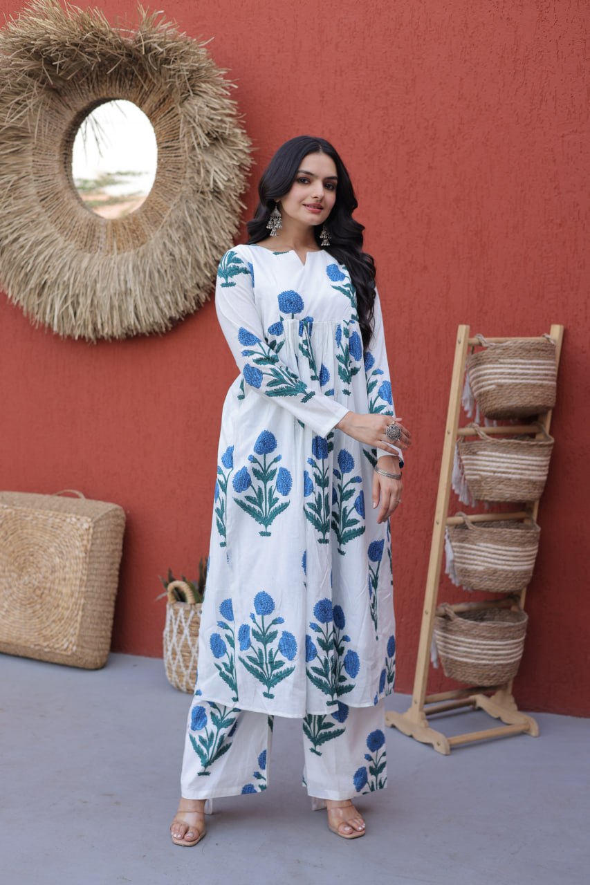 Summer Special Printed Cotton Kurti-Pant Pair