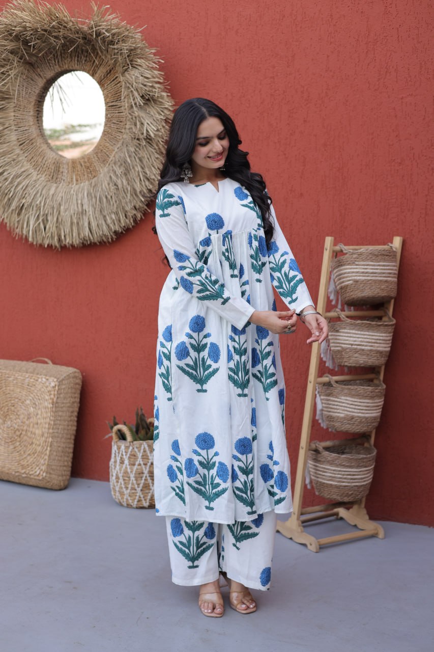 Summer Special Printed Cotton Kurti-Pant Pair