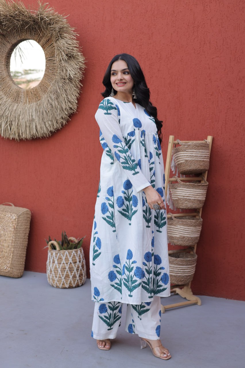 Summer Special Printed Cotton Kurti-Pant Pair