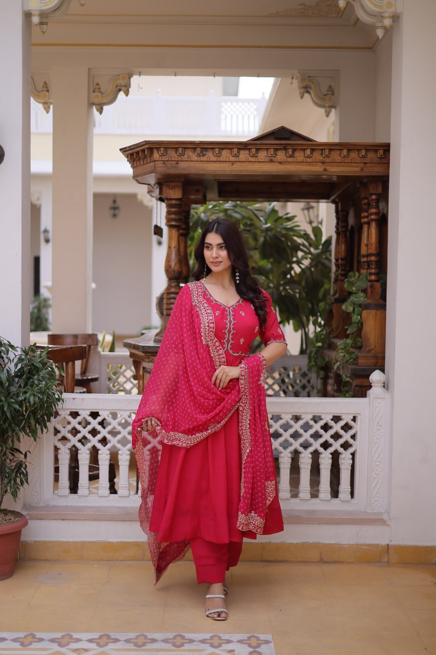 Charvi Mul Chanderi Beads Embroidered Gown Dupatta Set