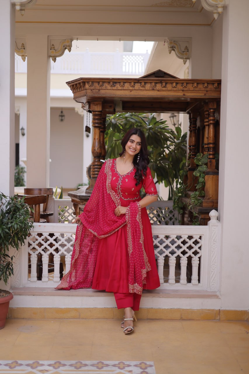 Charvi Mul Chanderi Beads Embroidered Gown Dupatta Set