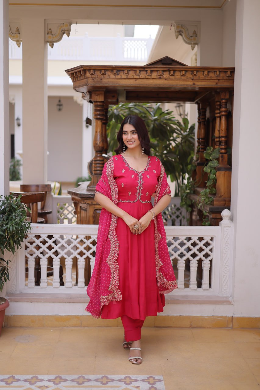 Charvi Mul Chanderi Beads Embroidered Gown Dupatta Set