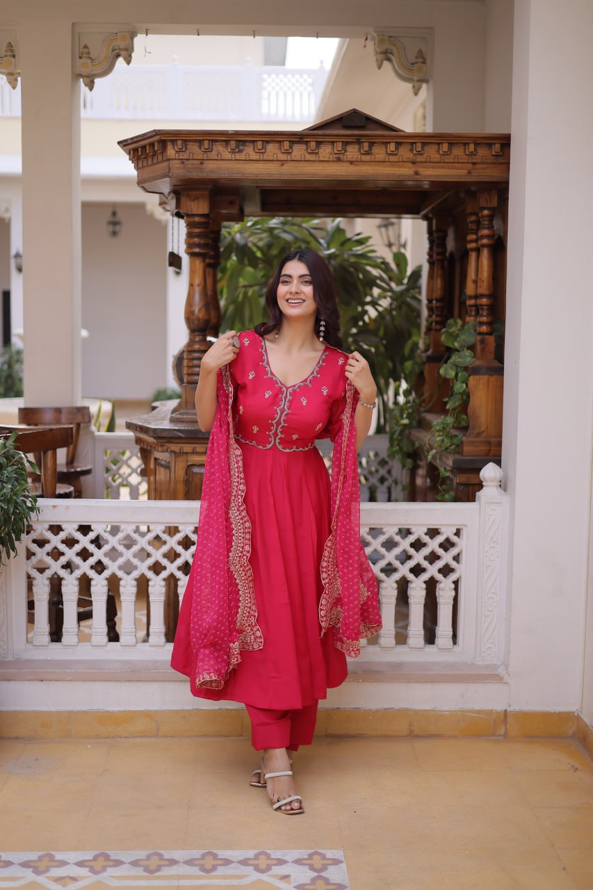 Charvi Mul Chanderi Beads Embroidered Gown Dupatta Set