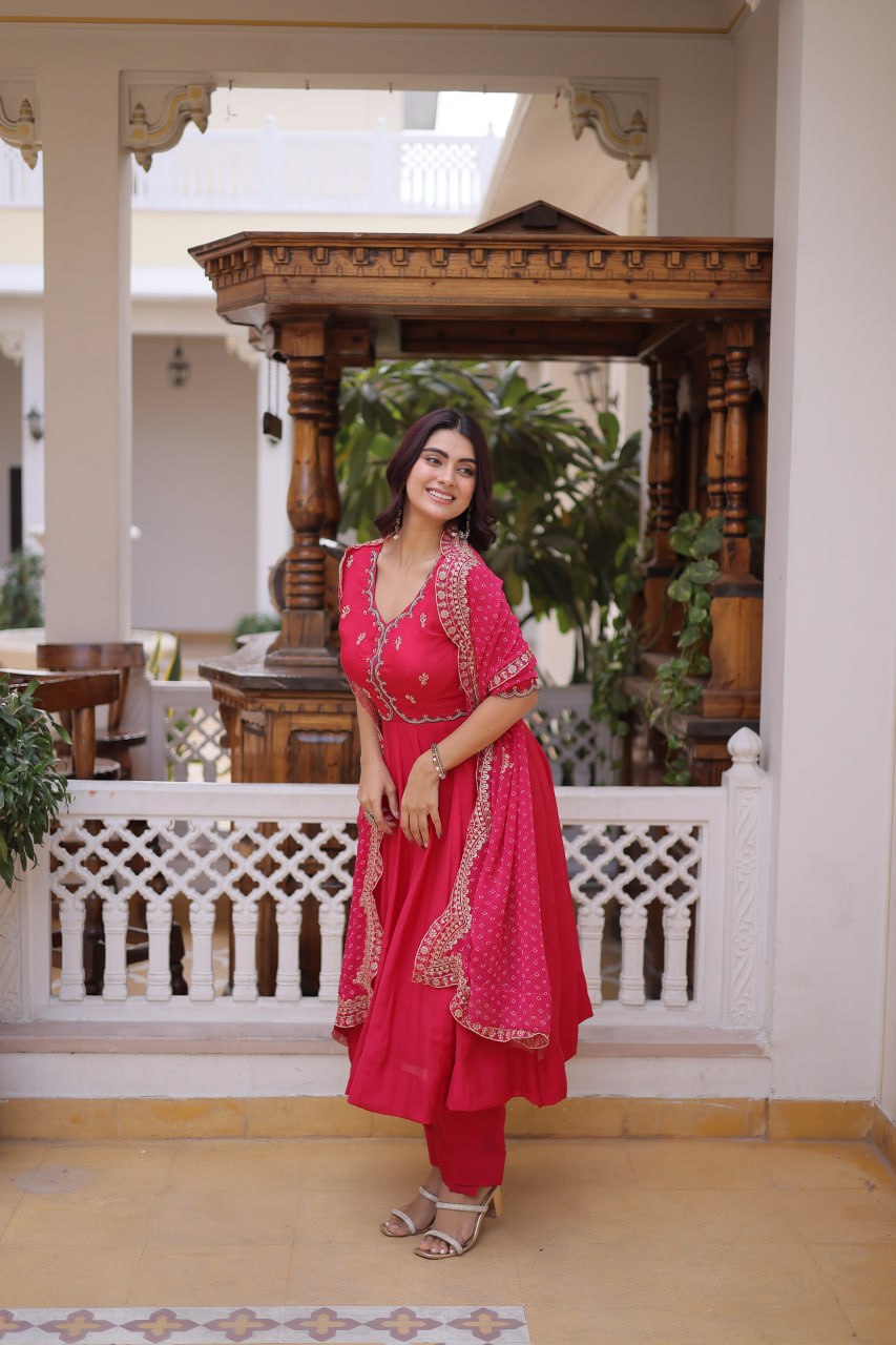 Charvi Mul Chanderi Beads Embroidered Gown Dupatta Set