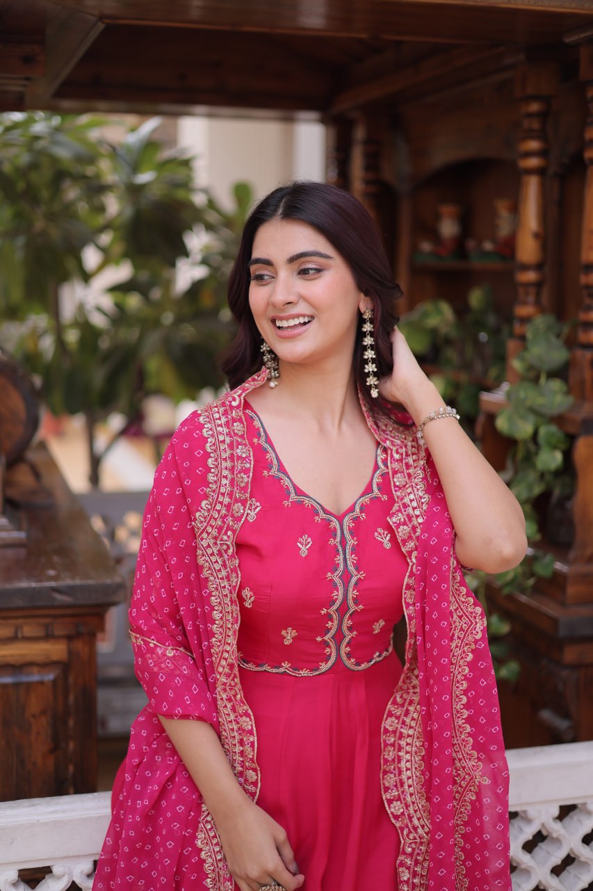 Charvi Mul Chanderi Beads Embroidered Gown Dupatta Set