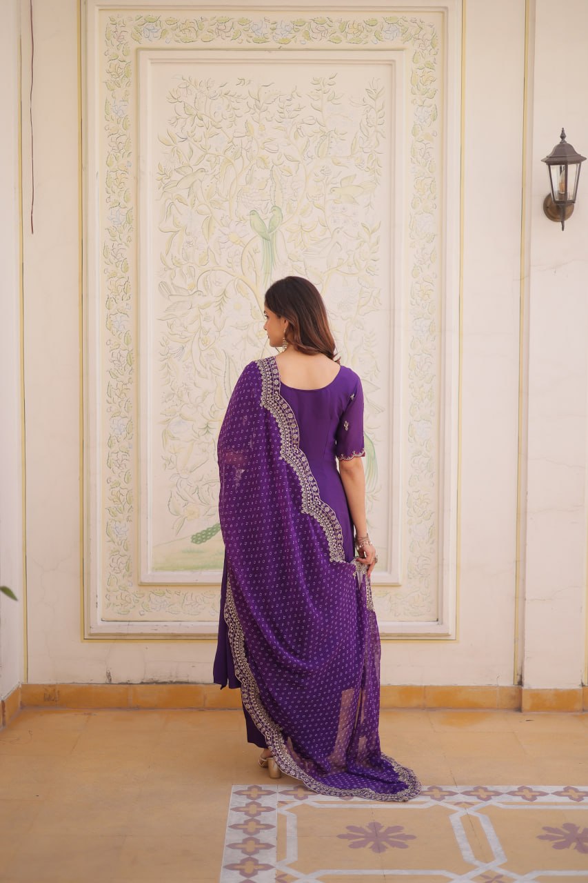 Charvi Mul Chanderi Beads Embroidered Gown Dupatta Set