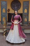 Bhagyashree Wine Cosmos Zari Sequins Embroidered Lehenga Choli Set