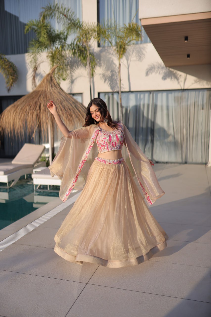 Simran Offwhite Sindur Silk Beads Embroidered Lehenga Choli Set