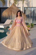 Simran Offwhite Sindur Silk Beads Embroidered Lehenga Choli Set
