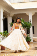 Ivory Bandhani-Inspired Mirror Embroidered Anarkali