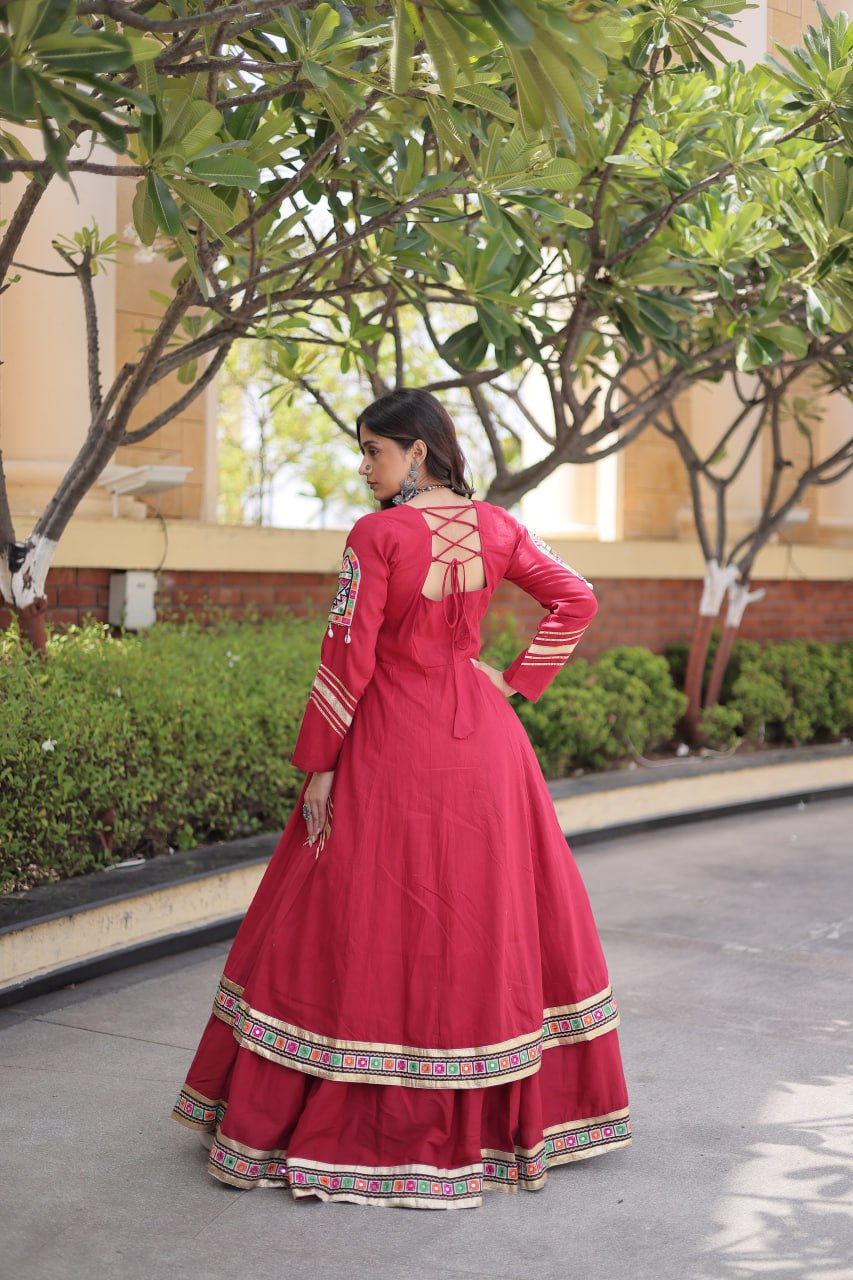 Avantika Kora Cotton Gamthi Work & Gota Patti Lace Work Lehenga Choli Set