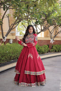 Avantika Kora Cotton Gamthi Work & Gota Patti Lace Work Lehenga Choli Set