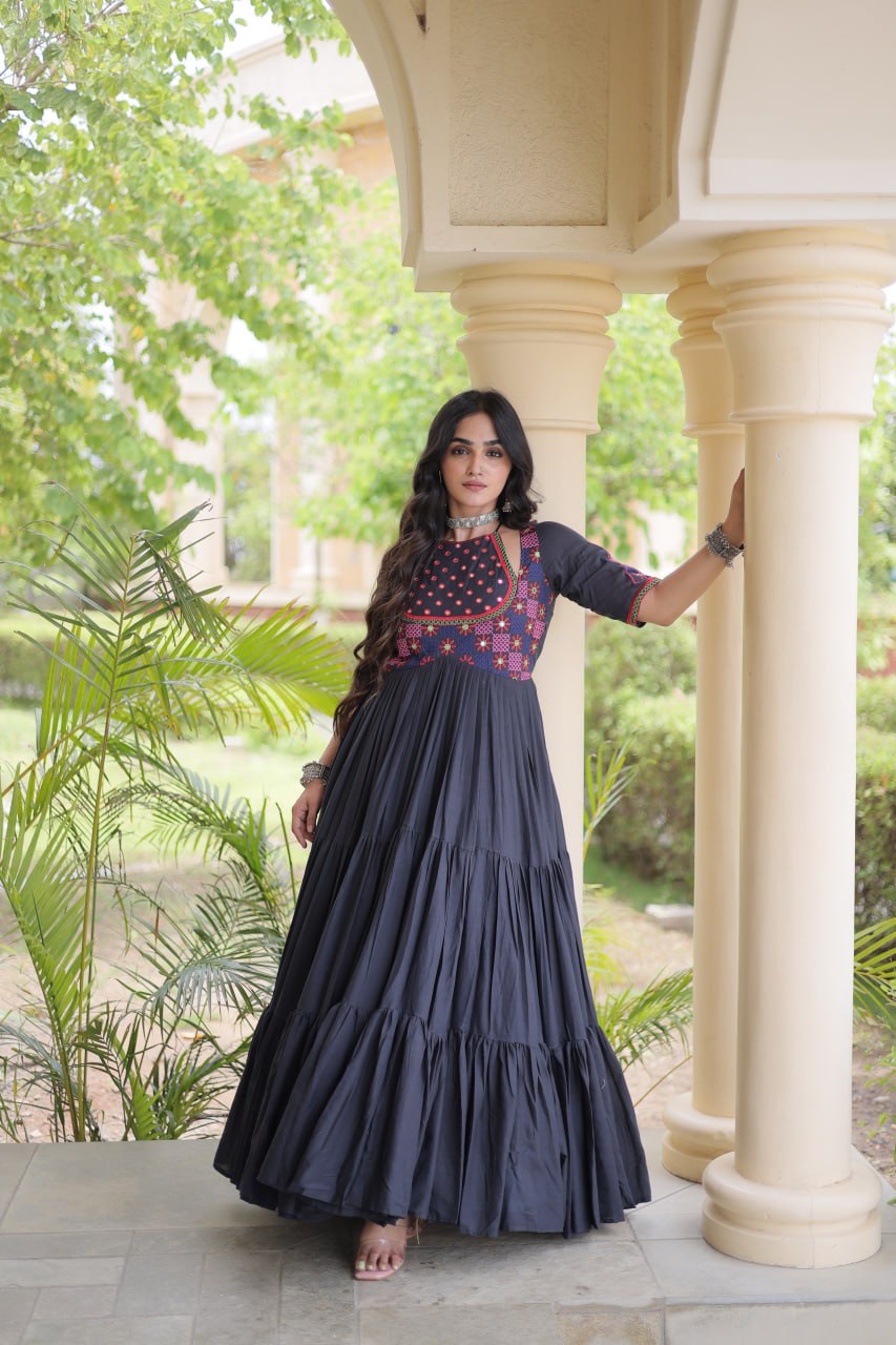 Navratri Special Royal Black Flared Anarkali