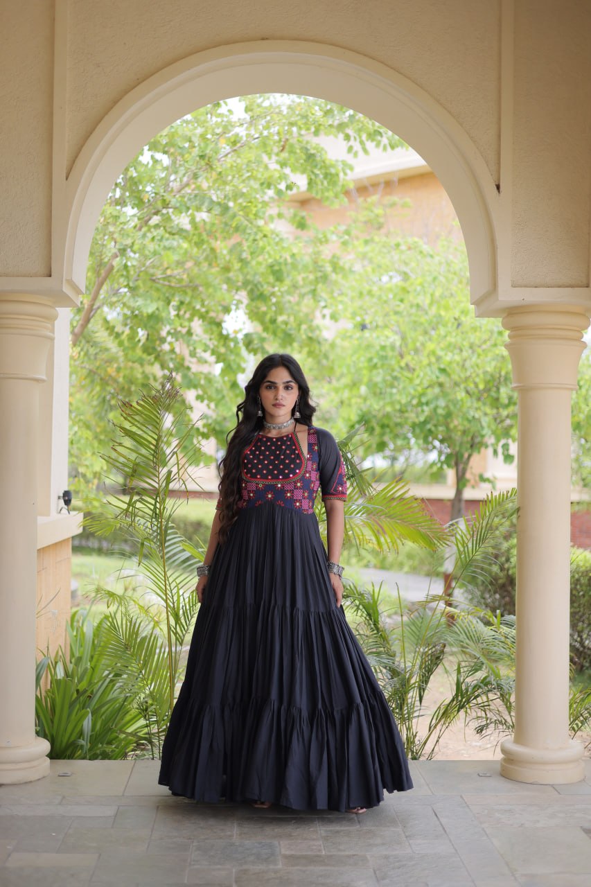 Navratri Special Royal Black Flared Anarkali