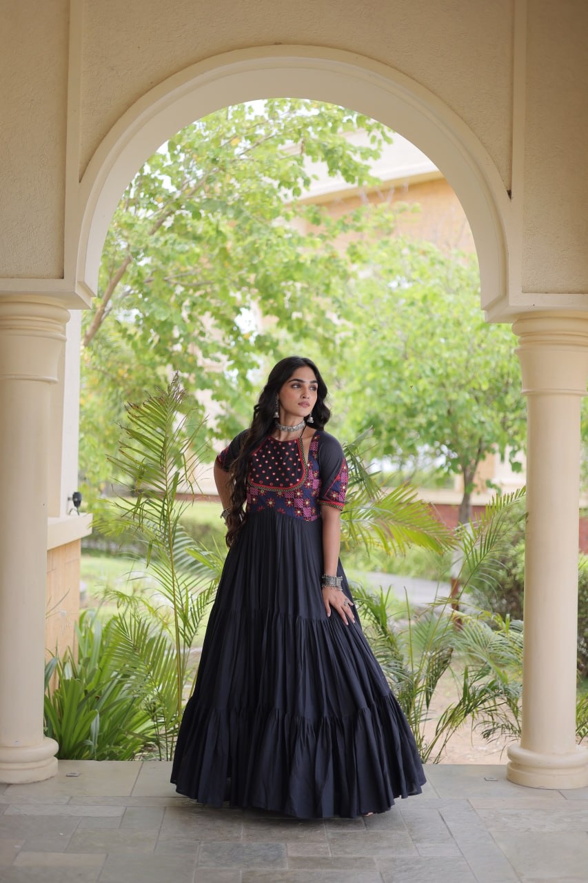 Navratri Special Royal Black Flared Anarkali