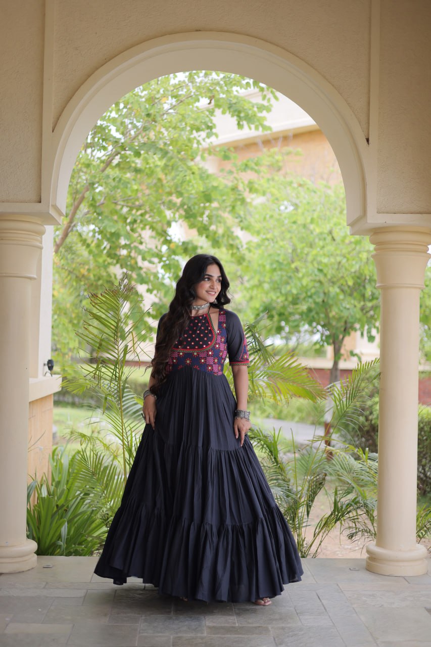 Navratri Special Royal Black Flared Anarkali