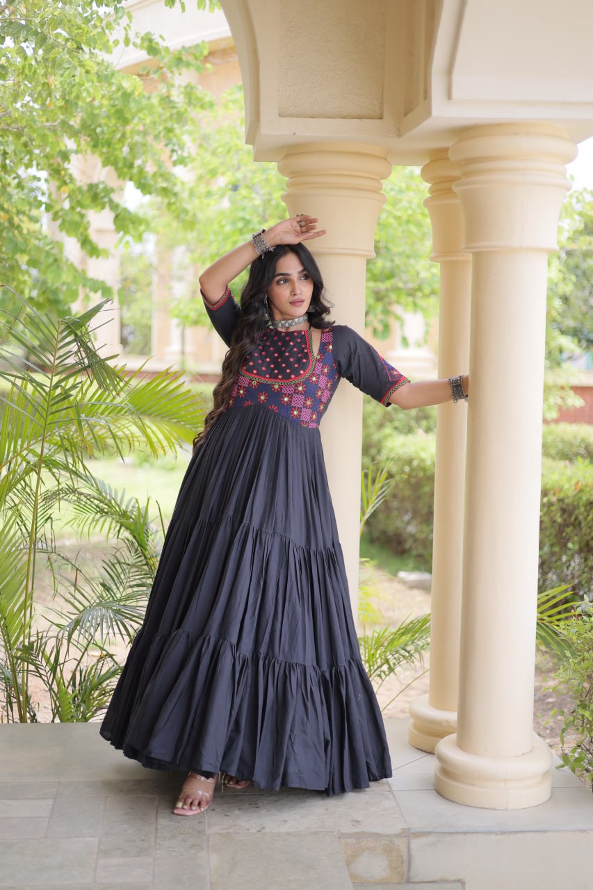 Navratri Special Royal Black Flared Anarkali