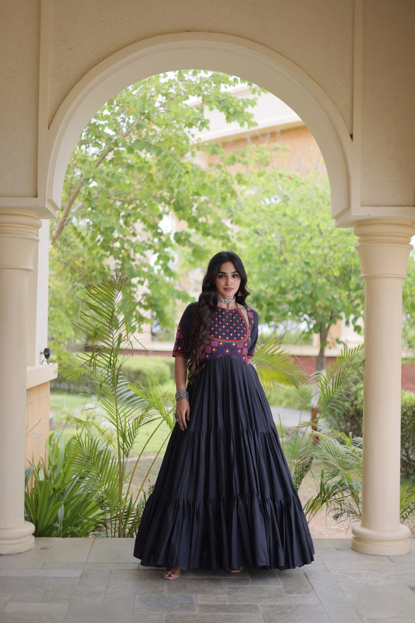 Navratri Special Royal Black Flared Anarkali