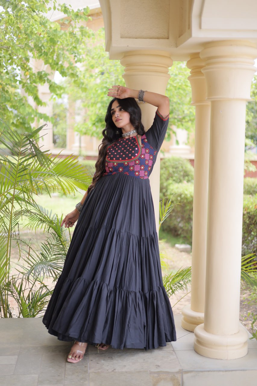 Navratri Special Royal Black Flared Anarkali