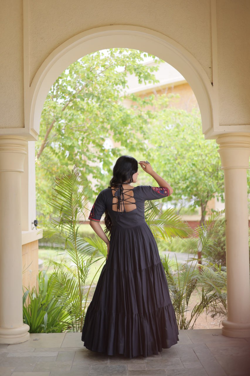 Navratri Special Royal Black Flared Anarkali