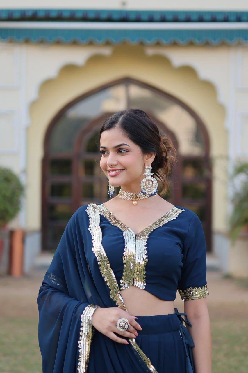 Royal Radiance: Georgette Lehenga Choli Ensemble 